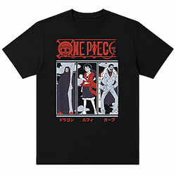 One Piece Anime Meet The Monkeys Dragon, Luffy, and GARP NTMD2008 One Piece T-Shirts