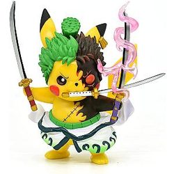 PVC 4" Pokemon Anime Kawaii Pikachu Cosplay Roronoa Zoro Action Figure AL1609
