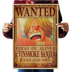 One Piece Merch - Dead or Alive Vinsmoke Sanji Wanted Bounty Poster ANM0608