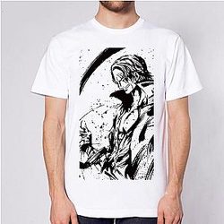 One Piece Merch - Black & White Red Hair Shanks T-Shirt ANM0608