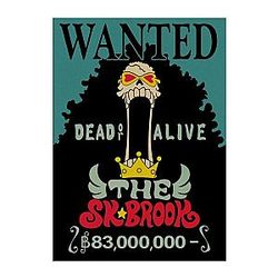 One Piece Merch - Classic Cartoon Soul King Brook Wanted Poster ANM0608
