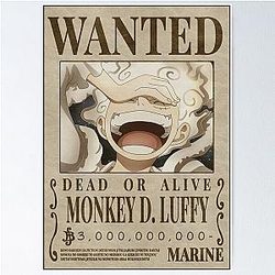 Luffy Gear 5 , 3.000.000.000 Wanted poster one piece bounty (2023 updated price ) Poster
