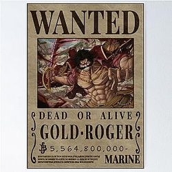 Gol D. Roger Bounty One Piece Pirate King Wanted Poster Poster