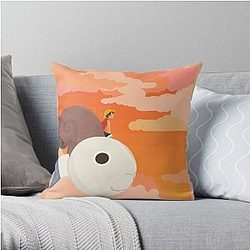 One Piece Luffy and Going Merry Sunset Sticker Throw Pillow