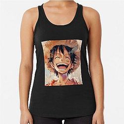 One piece Luffy big smile Racerback Tank Top