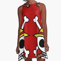 One Piece Anime YonKo Pirate King manga flag Straw A-Line Dress