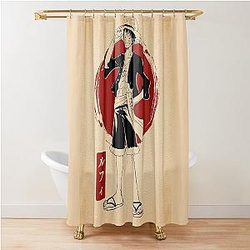 Luffy One Piece Anime Shower Curtain