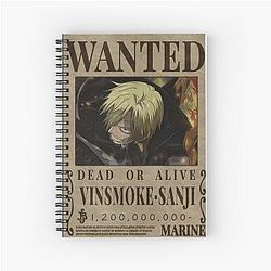Vinsmoke Sanji One Piece Wanted Poster Spiral Notebook