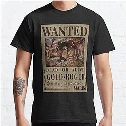 Gol D. Roger Bounty One Piece Pirate King Wanted Poster Classic T-Shirt