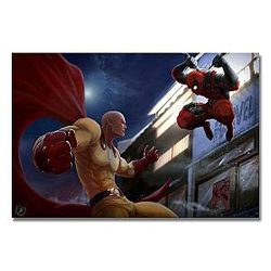 One Punch Man Wall Art - Canvas Print  Saitama vs DeadPool SA3105