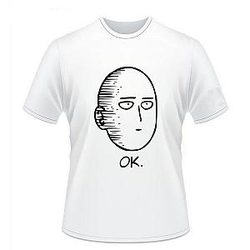 One Punch Man T-Shirts - Saitama Ok T-Shirt black &amp; white SA3105