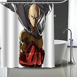 One Punch Man Shower Curtains -  Saitama Bald Capé Shower Curtain SA3105