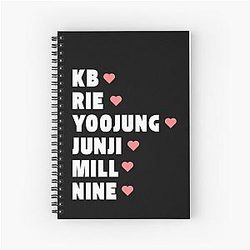 Only One Of with Member Names Kpop Group Design BLACK Spiral Notebook
