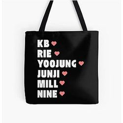 Only One Of with Member Names Kpop Group Design Black All Over Print Tote Bag