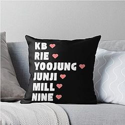 Only One of Member Names Kpop Group Design BLACK Throw Pillow