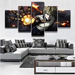 5 Panel Anime One-Punch Man Genos Wall Art