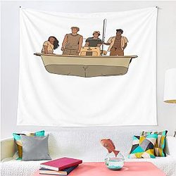 Outer Banks Pogues Kiara Jj John B And Pope In Black Outline Tapestry Premium Merch Store