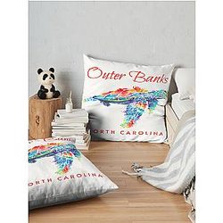 Outer Banks North Carolina Watercolor Throw Pillow Premium Merch Store
