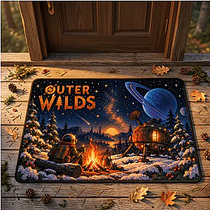 Hearthian Campfire & Spaceship Christmas LA1410 Outer Wilds Doormats