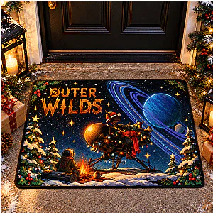 Hearthian Campfire & Ringed Planet Christmas LA1410 Outer Wilds Doormats