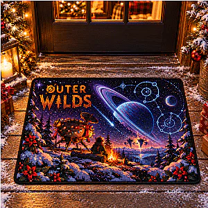 Hearthian Campfire & Solar Map Christmas LA1410 Outer Wilds Doormats