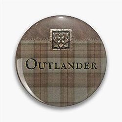 Outlander - Leather and Tartan with Metal Flower Accent Pin