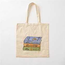 Outlander Book Stack Watercolor Cotton Tote Bag