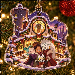 Luz Noceda, Amity Blight, King, and Eda Owl House Acrylic Christmas Ornament NTT0610 Owl House Decoration