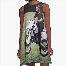 Ozzy Osbourne on a dirt bike A Line Dress