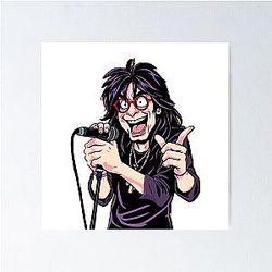 Ozzy Osbourne Comic Book Rock Star High-Energy Animated Art Poster