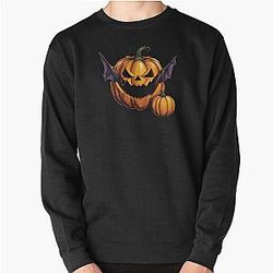 Halloween pumpkin eats a bat - tribute to Ozzy Osbourne Pullover Sweatshirt