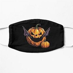Halloween pumpkin eats a bat - tribute to Ozzy Osbourne Flat Mask