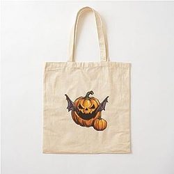 Halloween pumpkin eats a bat - tribute to Ozzy Osbourne Cotton Tote Bag