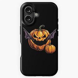 Halloween pumpkin eats a bat - tribute to Ozzy Osbourne iPhone Tough Case