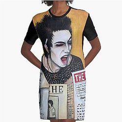 Palaye Royale Remington Leith Acrylic Painting Fan Art Graphic T-Shirt Dress