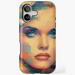 Pamela Anderson 16-bit Portrait T-shirt Design iPhone Tough Case