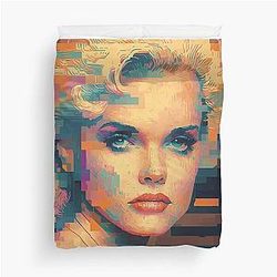 Pamela Anderson 16-bit Portrait T-shirt Design Duvet Cover