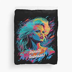 Pamela Anderson Neon Pop Art Colorful Duvet Cover