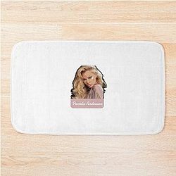 Pamela Anderson Colorized - White on Pink - Pop Art Sticker Bath Mat