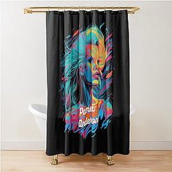 Pamela Anderson Neon Pop Art Colorful Fan Gift Shower Curtain