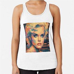 Pamela Anderson 16-bit Portrait T-shirt Design Racerback Tank Top
