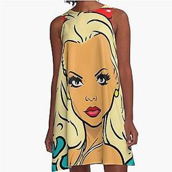 Pamela Anderson Drawing A-Line Dress