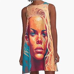 Pamela Anderson Abstract Painting A-Line Dress