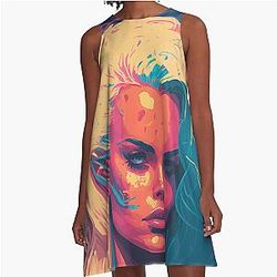 Pamela Anderson Abstract Painting A-Line Dress