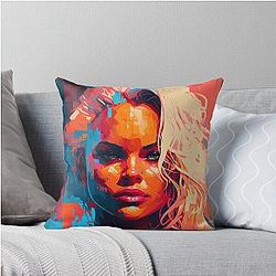 Pamela Anderson Abstract Painting Throw Pillow
