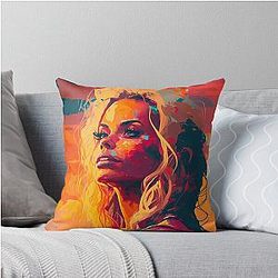 Pamela Anderson Abstract Painting Throw Pillow