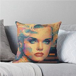 Pamela Anderson 16-bit Portrait T-shirt Design Throw Pillow