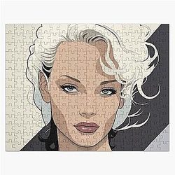 Pamela Anderson in the style of Iconic 80's Artist Patrick Nagel for 80's fans Jigsaw Puzzle