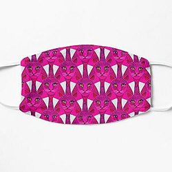 Pink cute geometric cats pantera Flat Mask RB1110