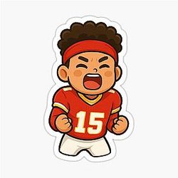 Patrick Mahomes Celebration Kansas NFL Chibi Sticker Sticker